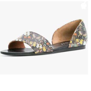 YDN Brown Butterfly Open Toe D'Orsay Casual Flats Sandals Slip on Comfy Shoes